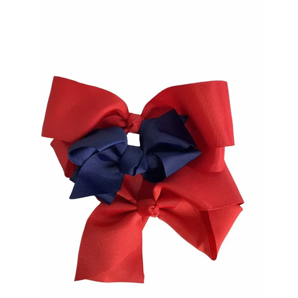 Girl’s Lot of 3 Red & Blue Hair Bow Clips NEW